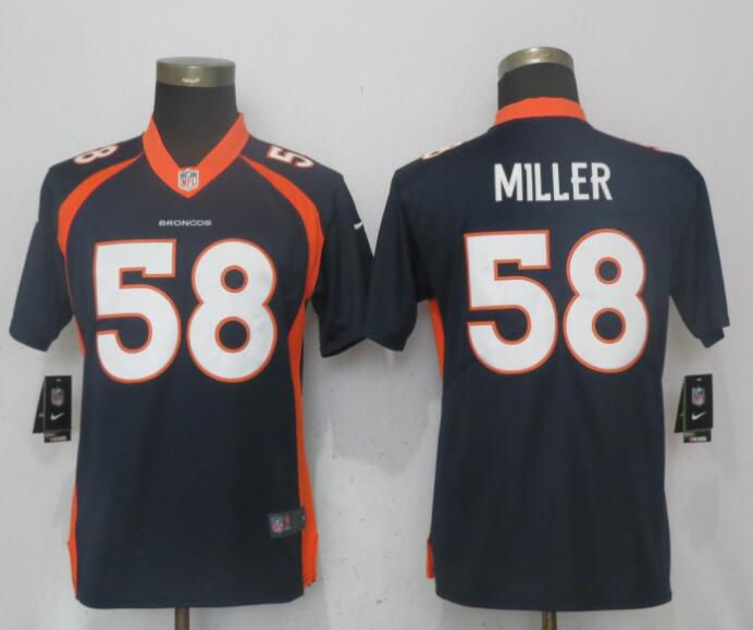 Women Denver Broncos #58 Miller Blue Vapor Untouchable Player Nike NFL Jerseys->women nhl jersey->Women Jersey